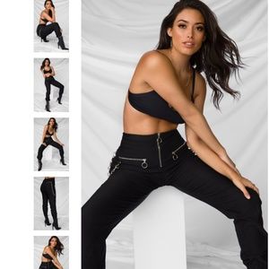 Miss Lola Black High Waisted Pants